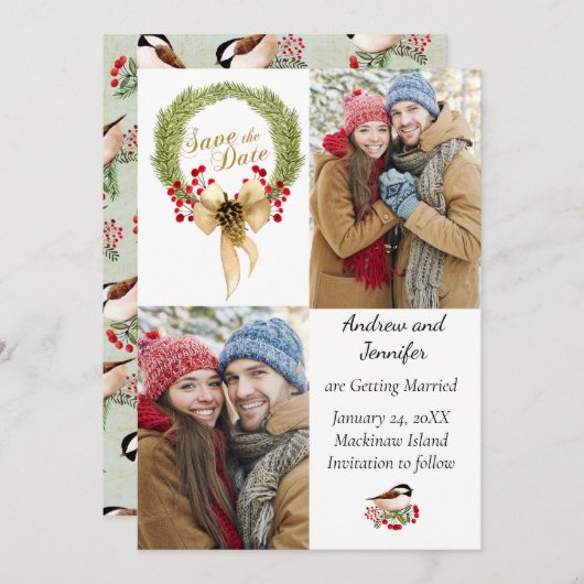 Weihnachts-Winter-Foto Einladung (Vorne/Hinten)