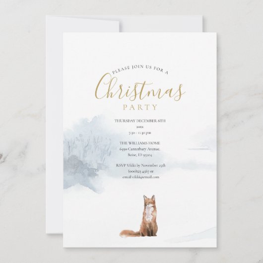 Weihnachts-Winter-Fox-Feier Einladung (Vorderseite)