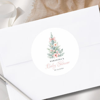 Weihnachts Winter Girl Baby Dusche Runder Aufkleber