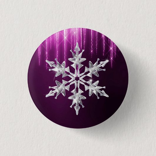 Weihnachts-Winter Glass Weihnachten Schneeflocke Button (Vorderseite)