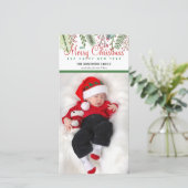 Weihnachts-Winter-Grün-Foto Feiertagskarte (Stehend Vorderseite)