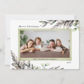Weihnachts-Winter-Grün-Foto Feiertagskarte (Vorderseite)