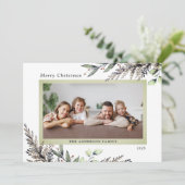 Weihnachts-Winter-Grün-Foto Feiertagskarte (Stehend Vorderseite)