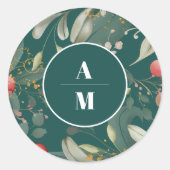 Weihnachts-Winter-Grün Hochzeit Runder Aufkleber (Vorderseite)