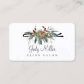 Weihnachts Winter Grüne Bobby Button Friseur Salon Visitenkarte (Vorderseite)