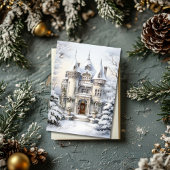 Weihnachts-Winter-Herrenhaus-Flachkarte Feiertagskarte