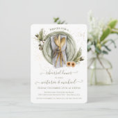 Weihnachts Winter Hochzeit Probe Dinner Einladung (Stehend Vorderseite)