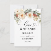 Weihnachts-Winter-Hochzeit Vielen Dank Karten (Vorderseite)