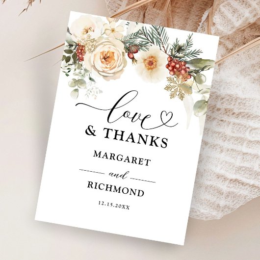 Weihnachts-Winter-Hochzeit Vielen Dank Karten