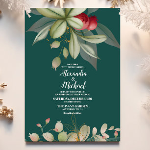 Weihnachts-Winter Holly Berry Hochzeitseinladung Einladung