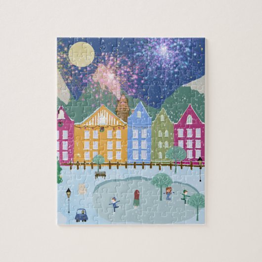 Weihnachts-Winter-Ice-Skaten Puzzle (Vertikal)