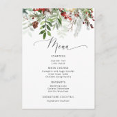 Weihnachts Winter immergrüne Hochzeit Menükarte (Vorderseite)