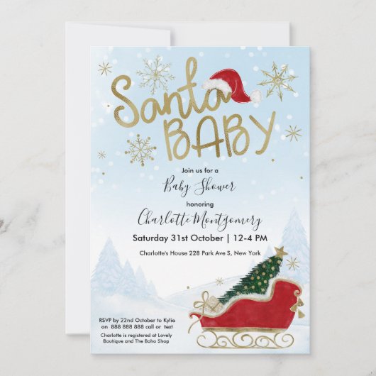 Weihnachts-Winter-Kinderdusche Einladung (Vorderseite)