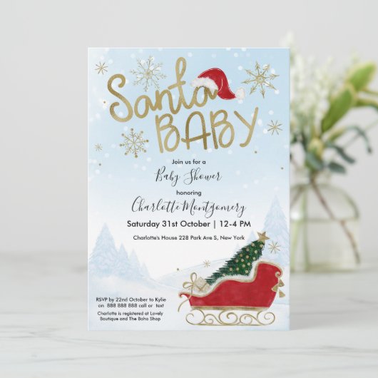 Weihnachts-Winter-Kinderdusche Einladung (Stehend Vorderseite)