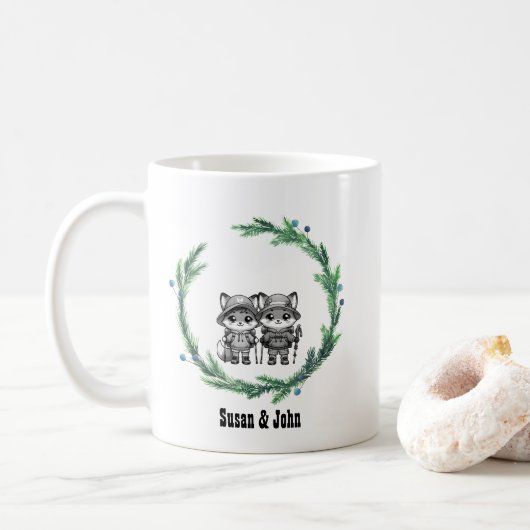 Weihnachts-Winter-Kranz-Lager neu verheiratet Coup Kaffeetasse (Mit Donut)