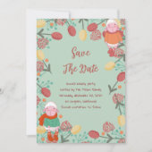 Weihnachts-Winter-Lamm-Blumenrand-Illustration Save The Date (Vorderseite)
