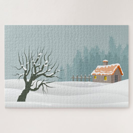 Weihnachts-Winter-Landschaftspuzzle Puzzle (Horizontal)