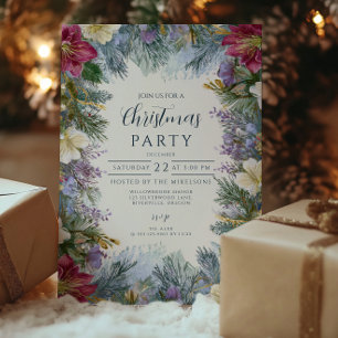 Weihnachts-Winter-Lavendel Blüten Einladung