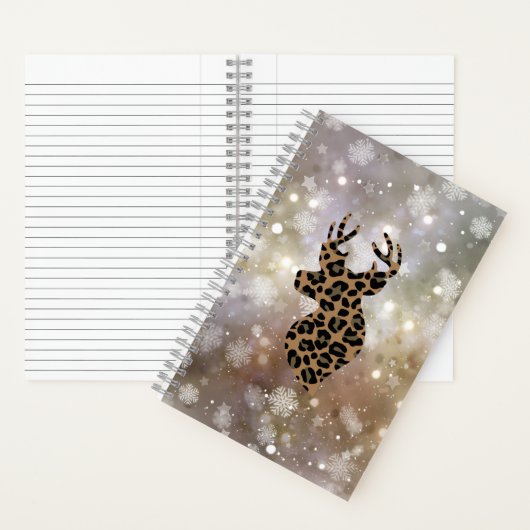 Weihnachts Winter Leopard Deer Spiral Notebook Notizblock (Innen)