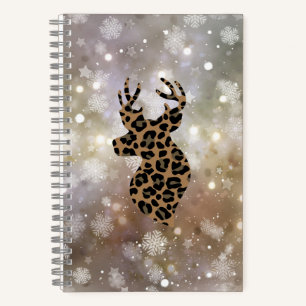 Weihnachts Winter Leopard Deer Spiral Notebook Notizblock