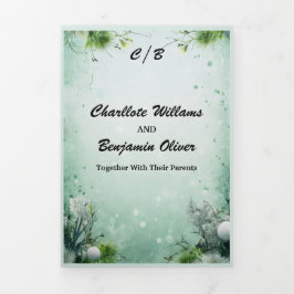 Weihnachts Winter Lime Green Minimal Personalisier Dreifach Gefaltete Einladung