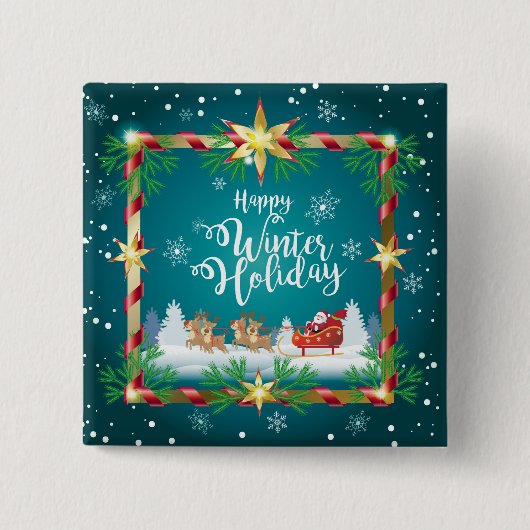 Weihnachts Winter Märchen Fantasy Snowy Land Button (Vorderseite)