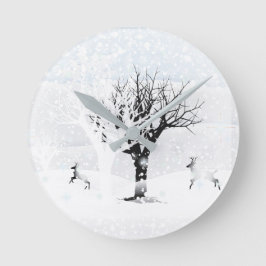 Weihnachts Winter Märchen Fantasy Snowy Land Runde Wanduhr
