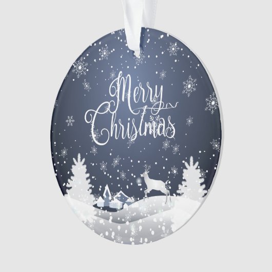 Weihnachts Winter Märchen Fantasy Snowy Monogram Ornament (Vorderseite)