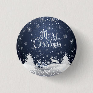 Weihnachts Winter Märchen Fantasy Snowy Rentier Button
