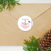 Weihnachts Winter Minimalistisch Monogram Red Kard Runder Aufkleber