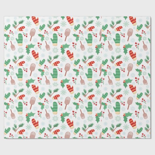 Weihnachts Winter Mittens & Holly Geschenkpapier (Flach)