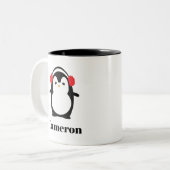 Weihnachts Winter Niedliche Pinguin-Tasse personal Zweifarbige Tasse (Vorderseite Links)