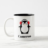Weihnachts Winter Niedliche Pinguin-Tasse personal Zweifarbige Tasse (Links)
