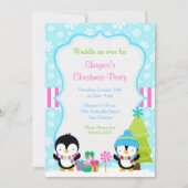 Weihnachts Winter Niedliche Pinguine Einladung (Vorderseite)