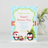Weihnachts Winter Niedliche Pinguine Einladung (Stehend Vorderseite)