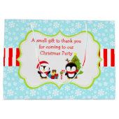 Weihnachts Winter Niedliche Pinguine Große Geschenktüte (Rückseite)