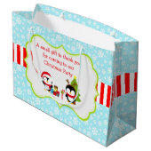 Weihnachts Winter Niedliche Pinguine Große Geschenktüte (Rückseite Schrägansicht)