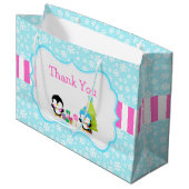 Weihnachts Winter Niedliche Pinguine Große Geschenktüte (Vorderseite Schrägansicht)