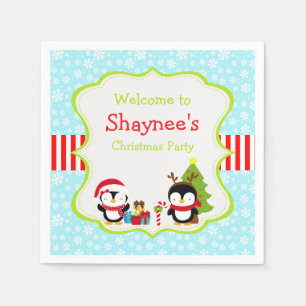 Weihnachts Winter Niedliche Pinguine Serviette