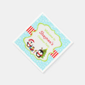 Weihnachts Winter Niedliche Pinguine Serviette (Ecke)