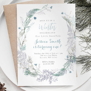 Weihnachts-Winter Onederland 1. Geburtstag Einladung