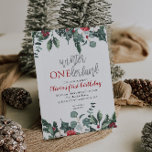 Weihnachts Winter Onederland Erster Geburtstag Einladung<br><div class="desc">Weihnachtswinterland Erstgeburtseinladung mit Feriengrün und schwarz kariert.</div>