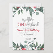 Weihnachts Winter Onederland Erster Geburtstag Einladung (Vorderseite)