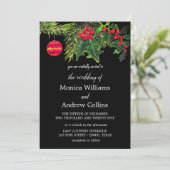 Weihnachts Winter Pine Black Watercolor Hochzeit Einladung (Stehend Vorderseite)