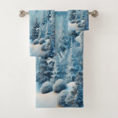 Weihnachts Winter Pine Tree Wald Schnee Badhandtuch Set (Insitu)