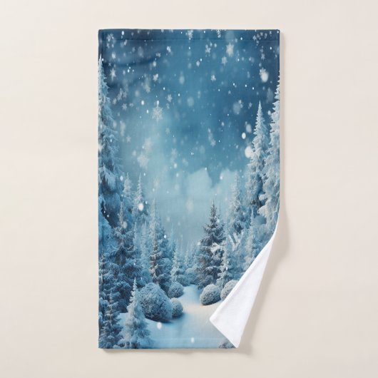 Weihnachts Winter Pine Tree Wald Schnee Badhandtuch Set (Handtuch)