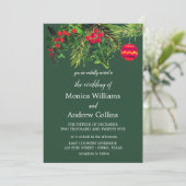 Weihnachts Winter Pine Tree Wasserfarbenhochzeit Einladung (Stehend Vorderseite)