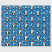 Weihnachts-Winter-Pinguin auf Custom Blue Backgrou Geschenkpapier (Flach)