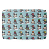 Weihnachts Winter Pinguin Snowball Kämpfen Cartoon Badematte (Vorderseite)