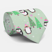 Weihnachts-Winter-Pinguine Krawatte (Gerollt)